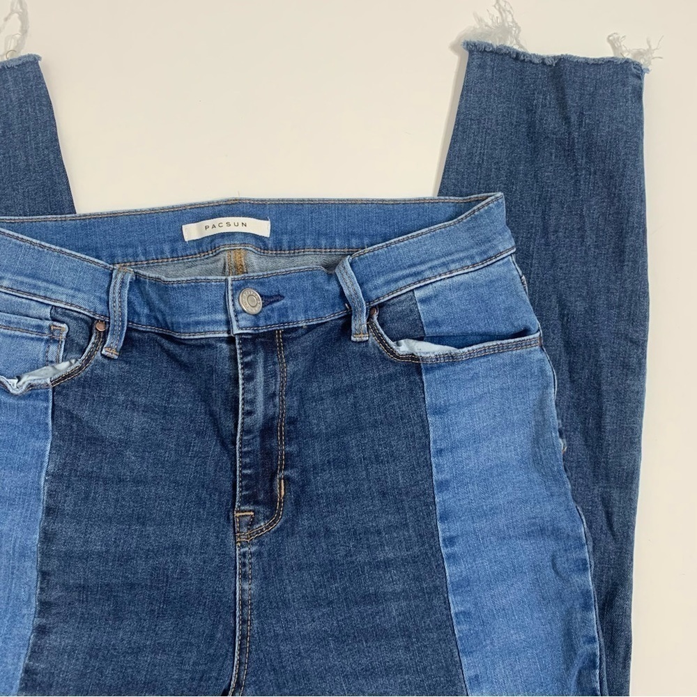 PacSun Two Toned High Rise Raw Hem Skinny Jeggings - Picture 10 of 16